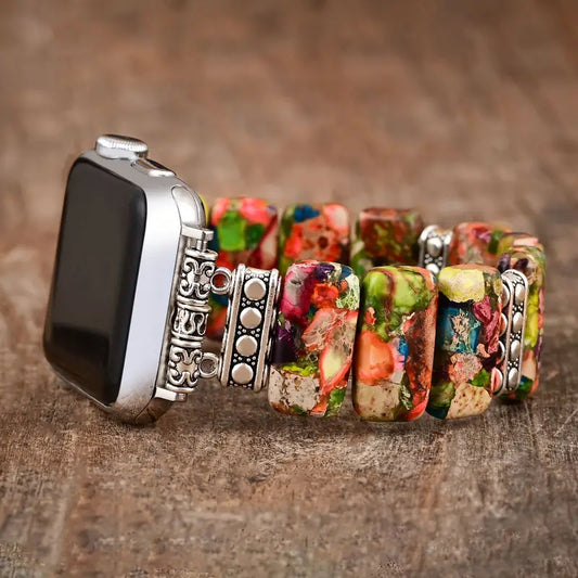 Sea Sediment Stone Beaded Apple Watch Strap