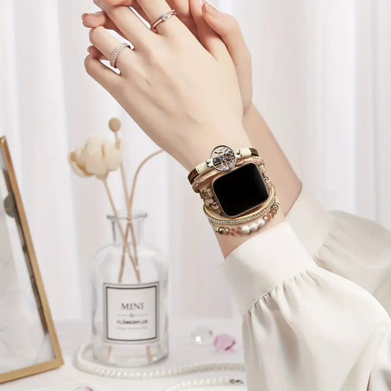 Glitter Leather Tree of Life Boho Apple Watch Strap