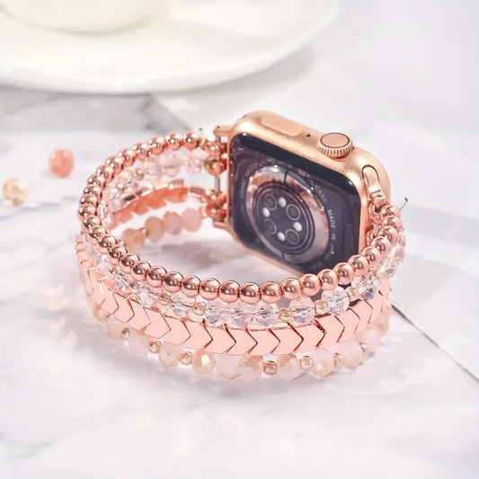 Rose Gold Beaded Apple Watch Strap