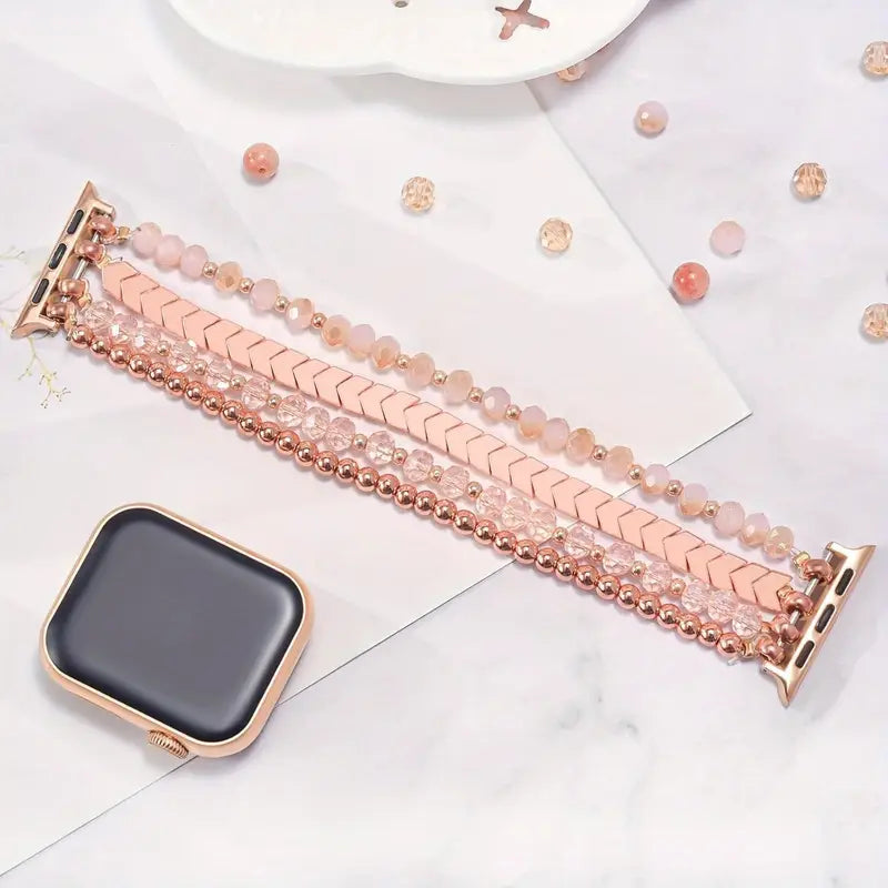 Rose Gold Beaded Apple Watch Strap