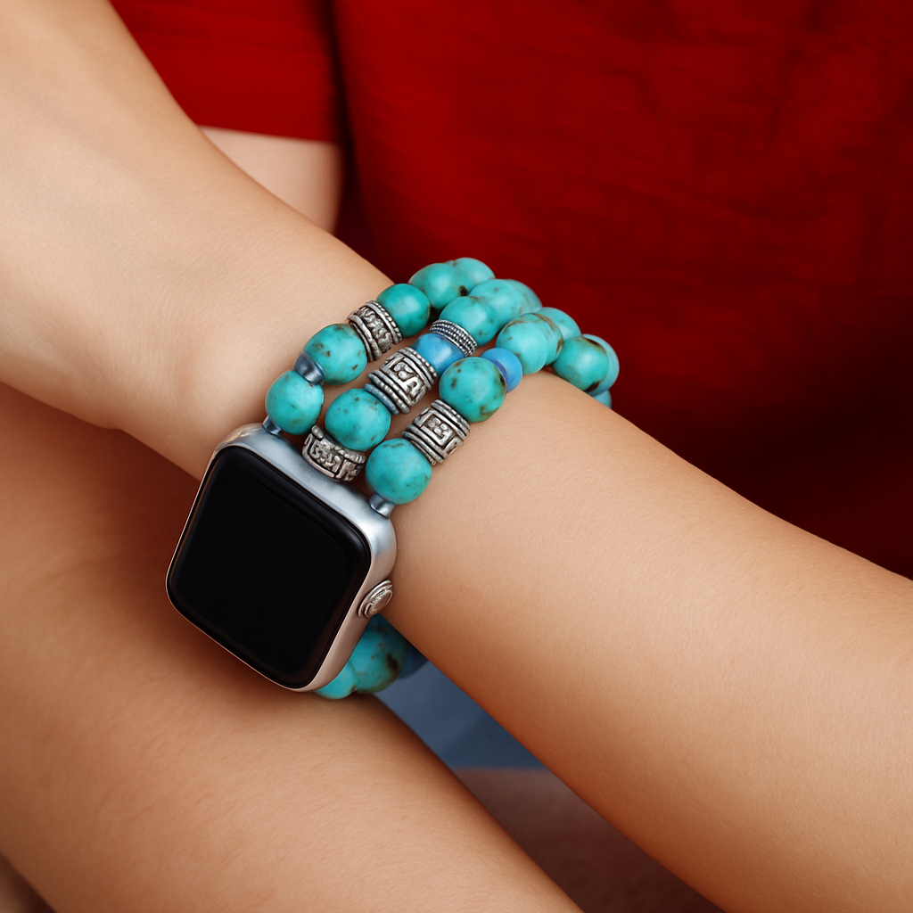 Turquoise Boho Beaded Apple Watch Strap