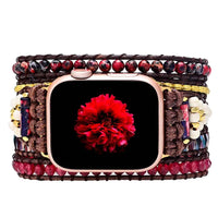 Red Jasper Boho Beaded Apple Watch Strap