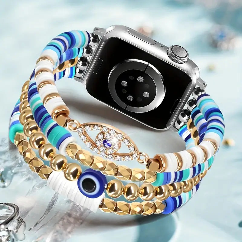 African Vinyl Beaded Boho Apple Watch Strap