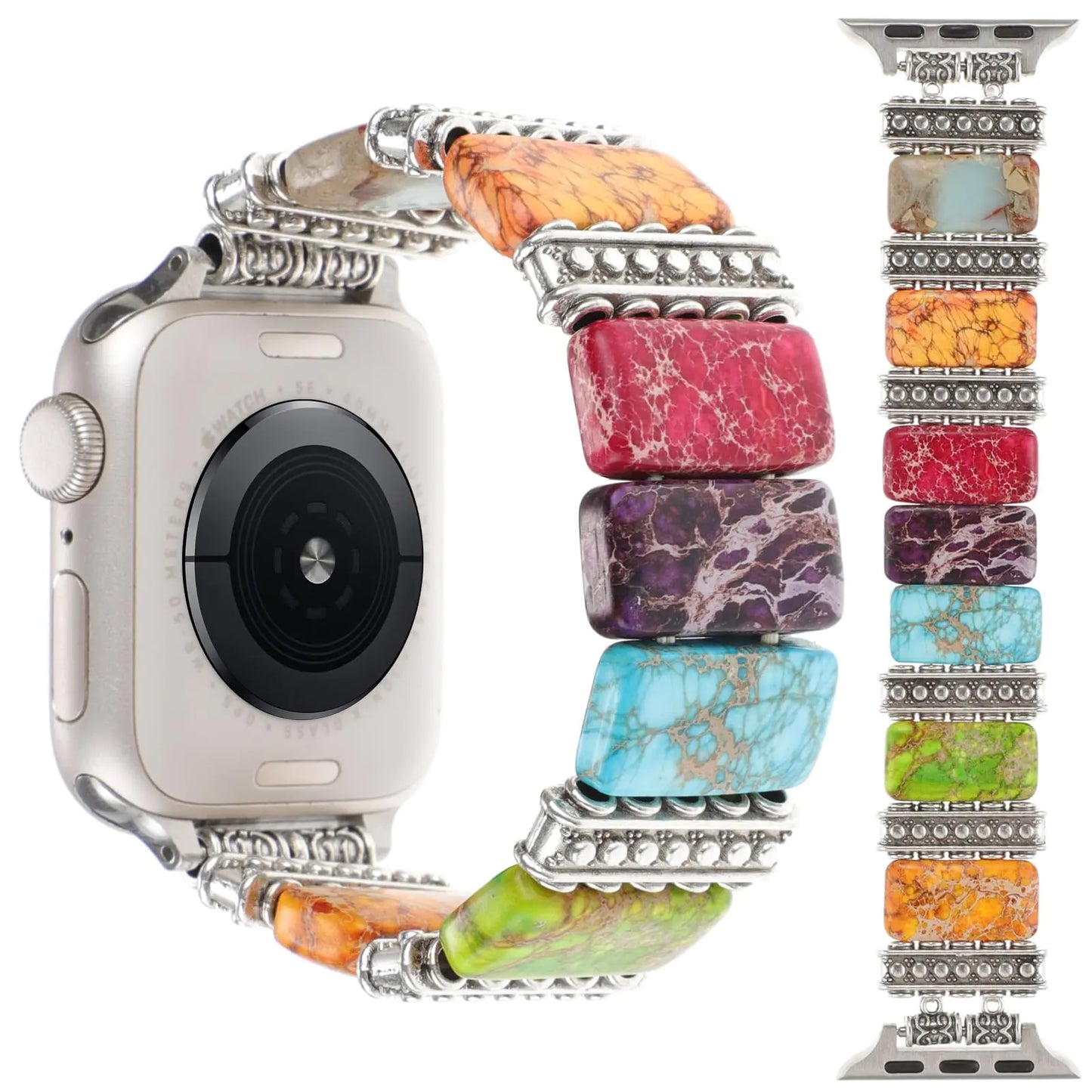 Sea Sediment Stone Beaded Apple Watch Strap